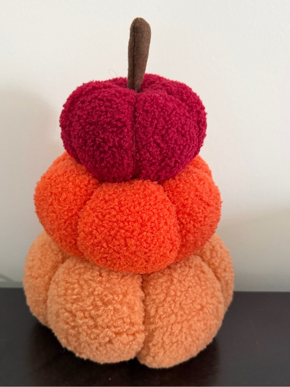 Plush Pumpkin Stack - Red, Orange, Peach
